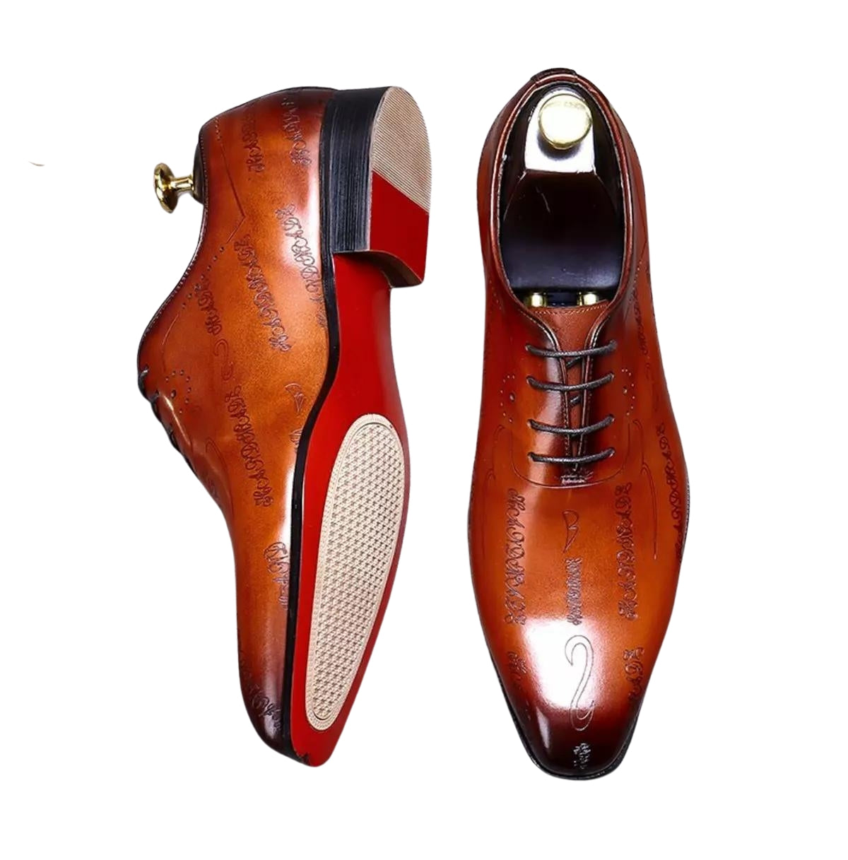 Handmade Men's Polished Leather Embossed Oxford Dress Shoes