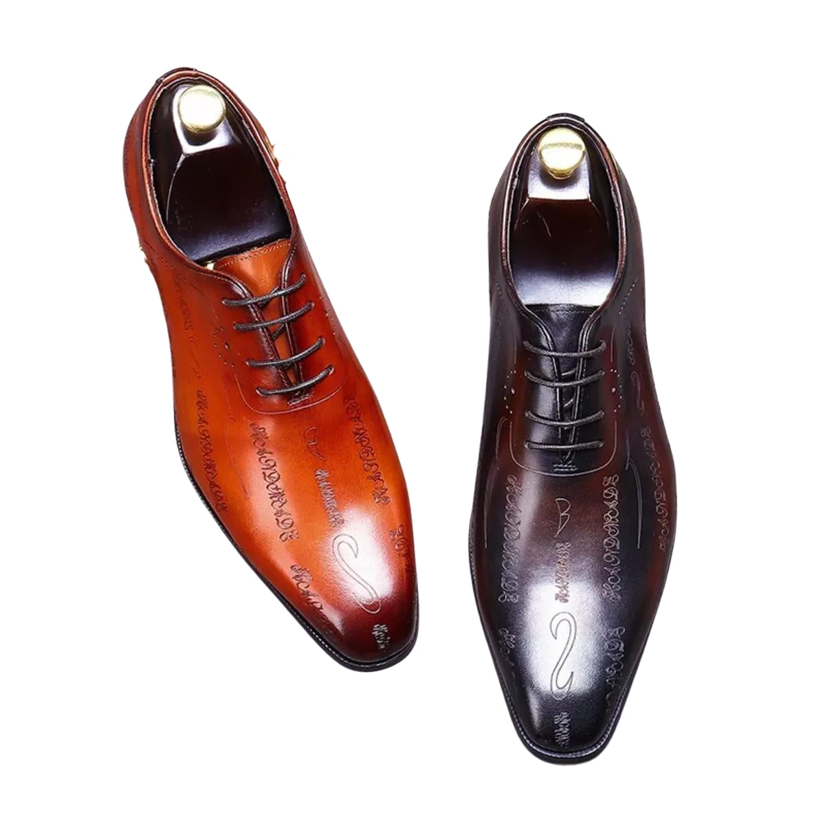 Handmade Men's Polished Leather Embossed Oxford Dress Shoes