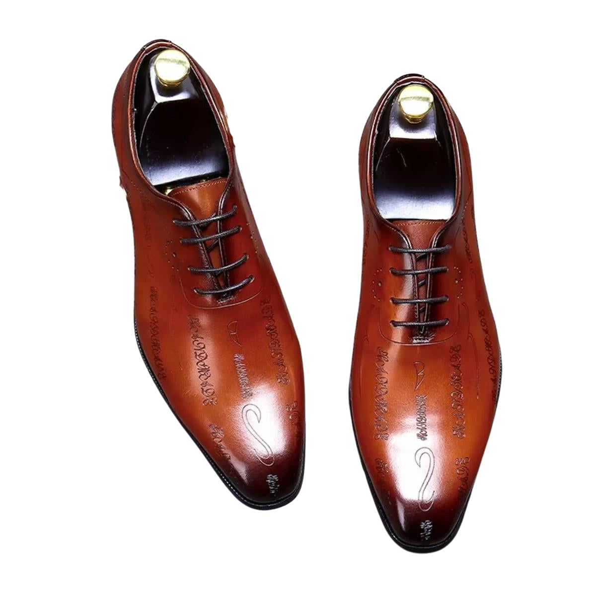 Handmade Men's Polished Leather Embossed Oxford Dress Shoes