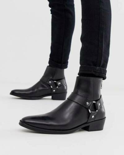 Handmade Mens leather ankle boots, Men fashion zipper boots