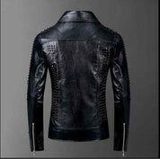 Punk Handmade Men's Studded Leather Jacket,rock Style Leather Jacket