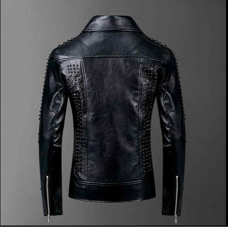 Punk Handmade Men's Studded Leather Jacket,rock Style Leather Jacket