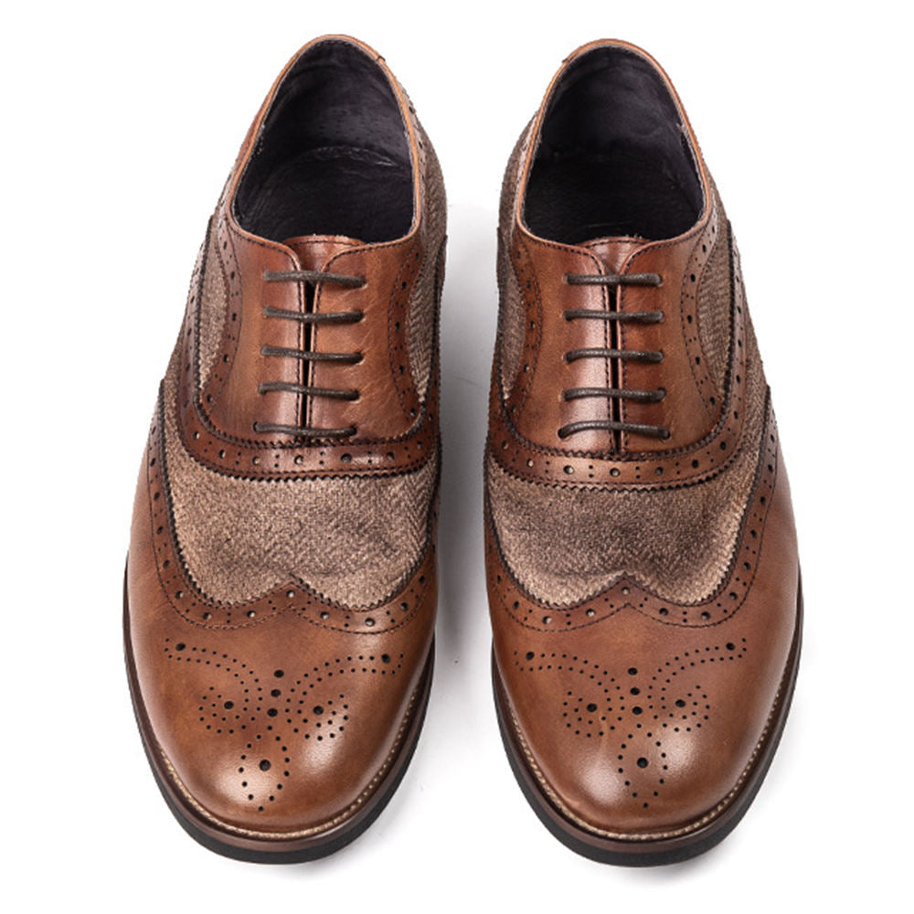 Handmade Men's Suede Wingtip Oxfords Shoes