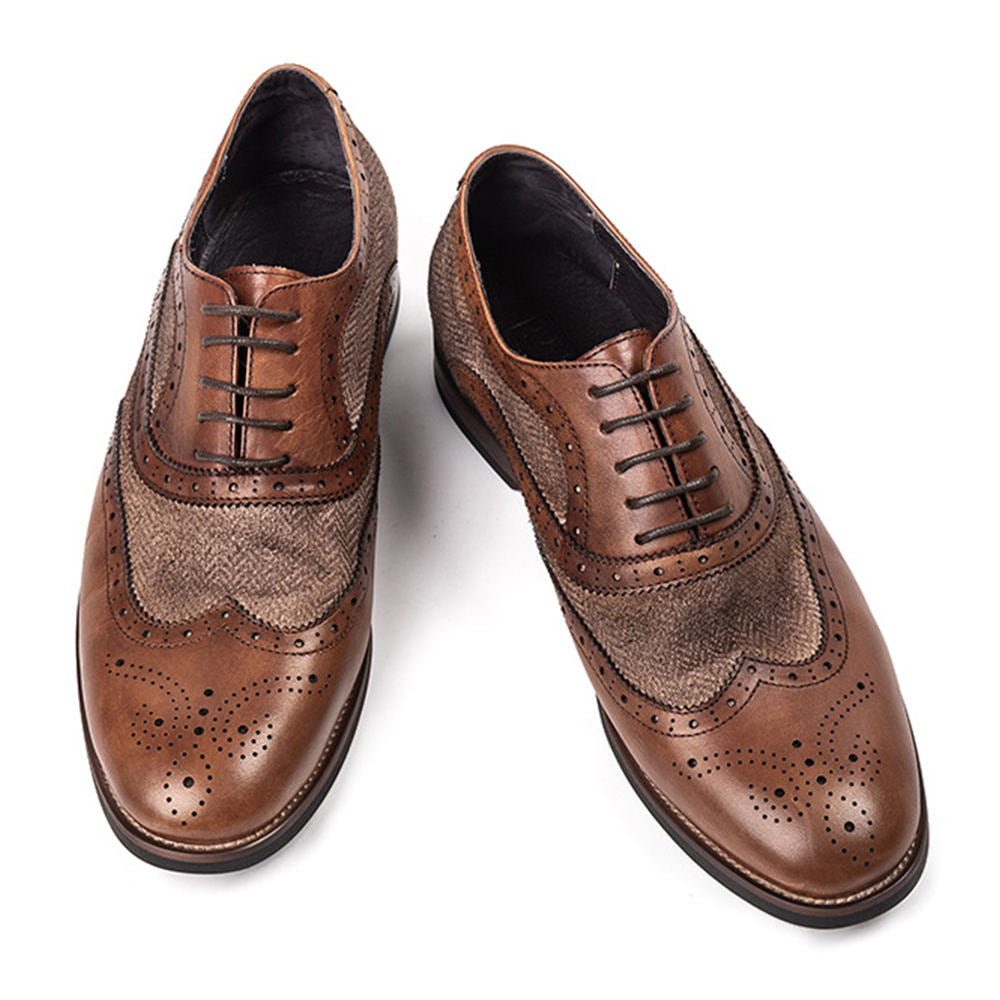 Handmade Men's Suede Wingtip Oxfords Shoes