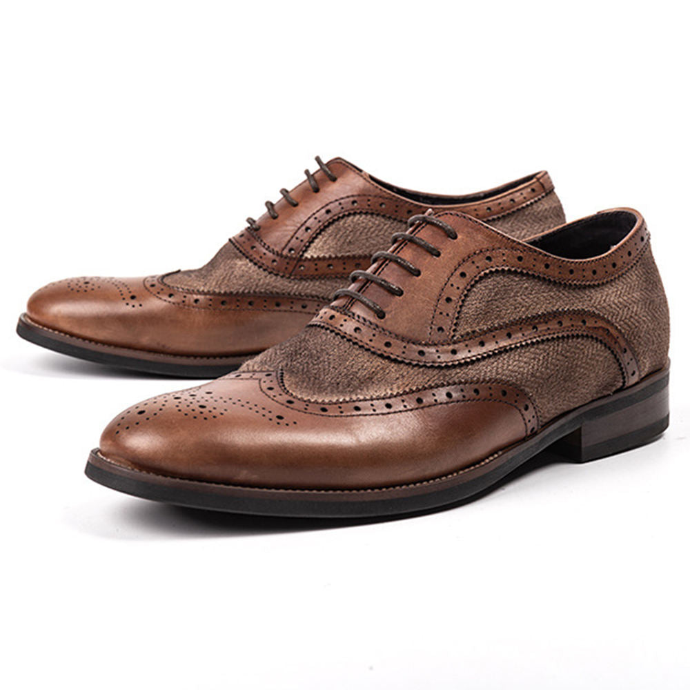 Handmade Men's Suede Wingtip Oxfords Shoes