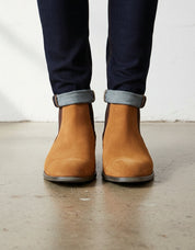 Handmade Mens Tan color Suede Chelsea boots, tan suede ankle boot - front-view