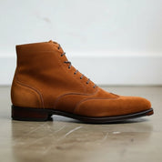 Handmade Mens Tan color Suede Lace up ankle boot, Men Casual classic boots - detail-view-showing-texture