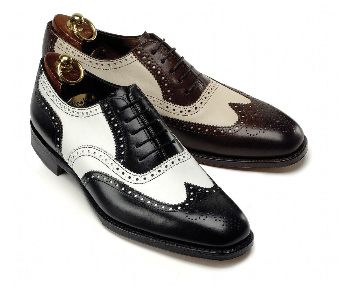 Handmade Men's Tuxedo Shoes, Black And White Wingtip Brogue Leather Shoes