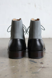 Handmade Men's Two Tone Chelsea Boots, Black And Gray Leather Boots, - back-view