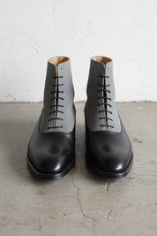 Handmade Men's Two Tone Chelsea Boots, Black And Gray Leather Boots, - front-view