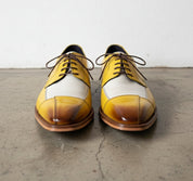 Handmade Mens Two tone Derby dress shoes, Men leather formal derby shoes - front-view