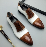 Handmade Mens Two tone formal shoes, Men Spectator Shoes, Pointed toe shoes