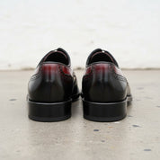 Handmade Mens Two tone wing tip brogue dress shoes, Men formal leather shoe - back-view