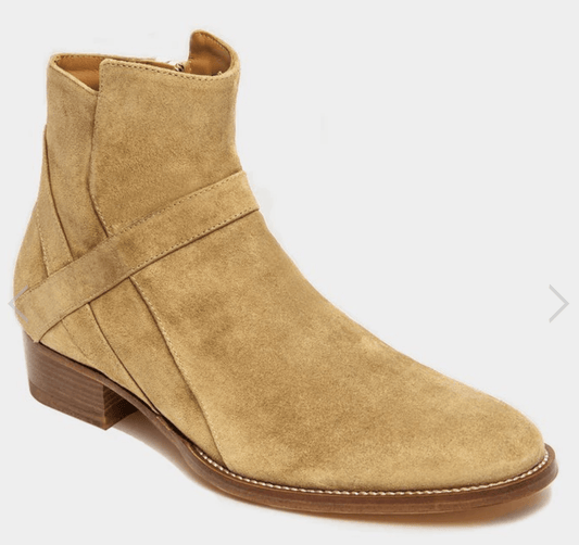 Handmade Mens wear Beige Ankle boots , Men beige Side Zipper boots