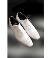 Men's White Wingtip Leather Party Shoes