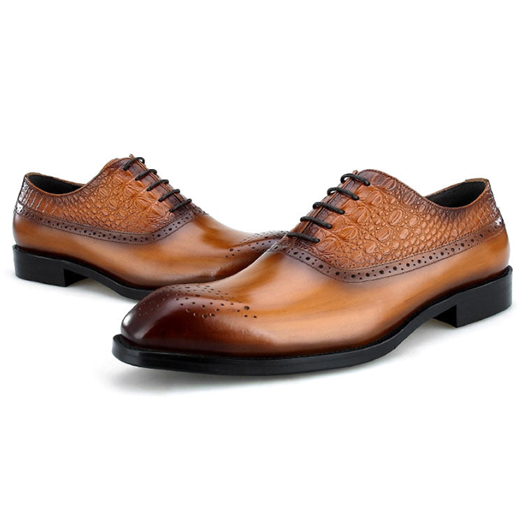 Handmade Men's Full Grain Leather Wingtip Formal Shoes