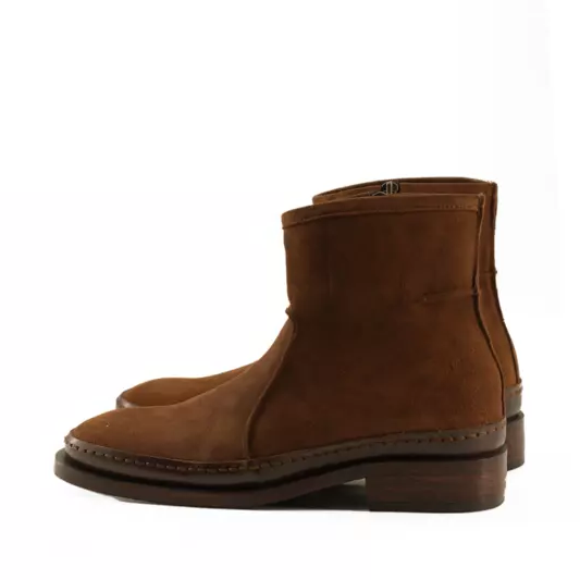 Handcrafted Men's Suede Ankle Boots with Zipper