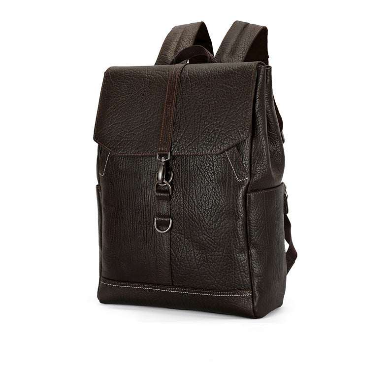 Handmade Retro Full-Grain Leather Business Laptop Backpack for Men