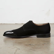 Handmade Suede Double Monk Strap Shoes Men's Dress Suede Leather Shoes - detail-view-showing-texture