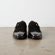 Handmade Suede Double Monk Strap Shoes Men's Dress Suede Leather Shoes - front-view