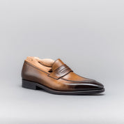 Handmade Tan brown Leather Men's shoes, Leather moccasins Loafer shoes