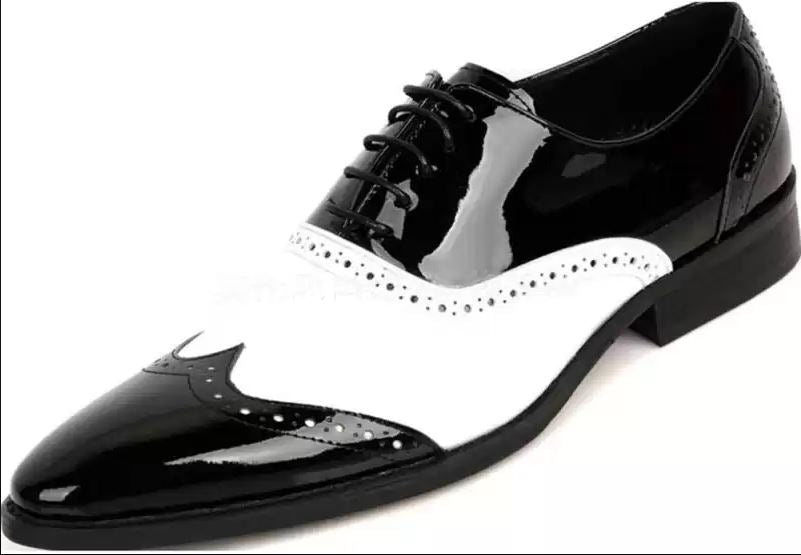 Handmade two tone wing tip dress shoes, Men Spectators shoes, formal shoes