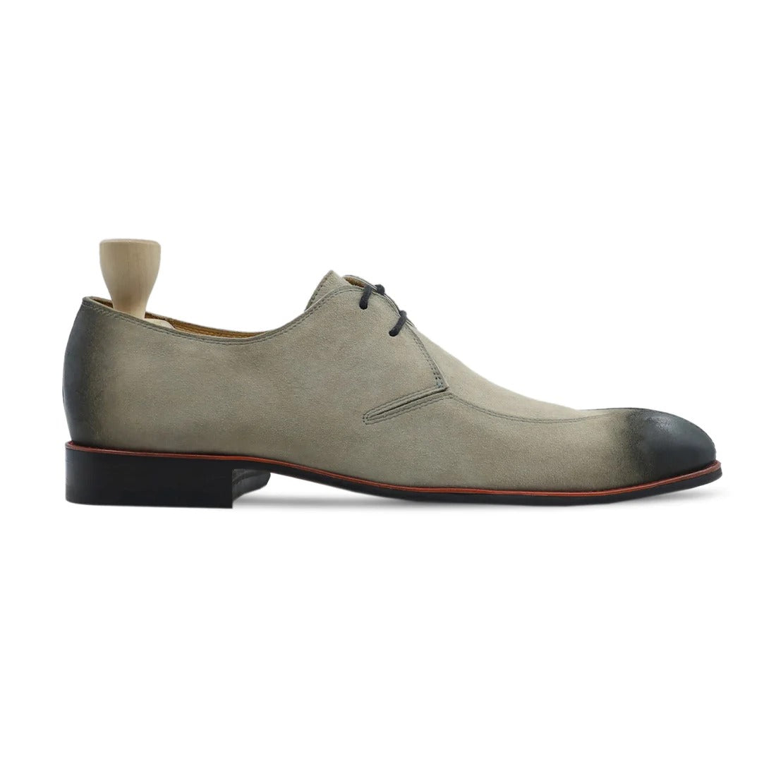 Handmade Two tone wing tip lace up shoes, Men gray suede dress shoes