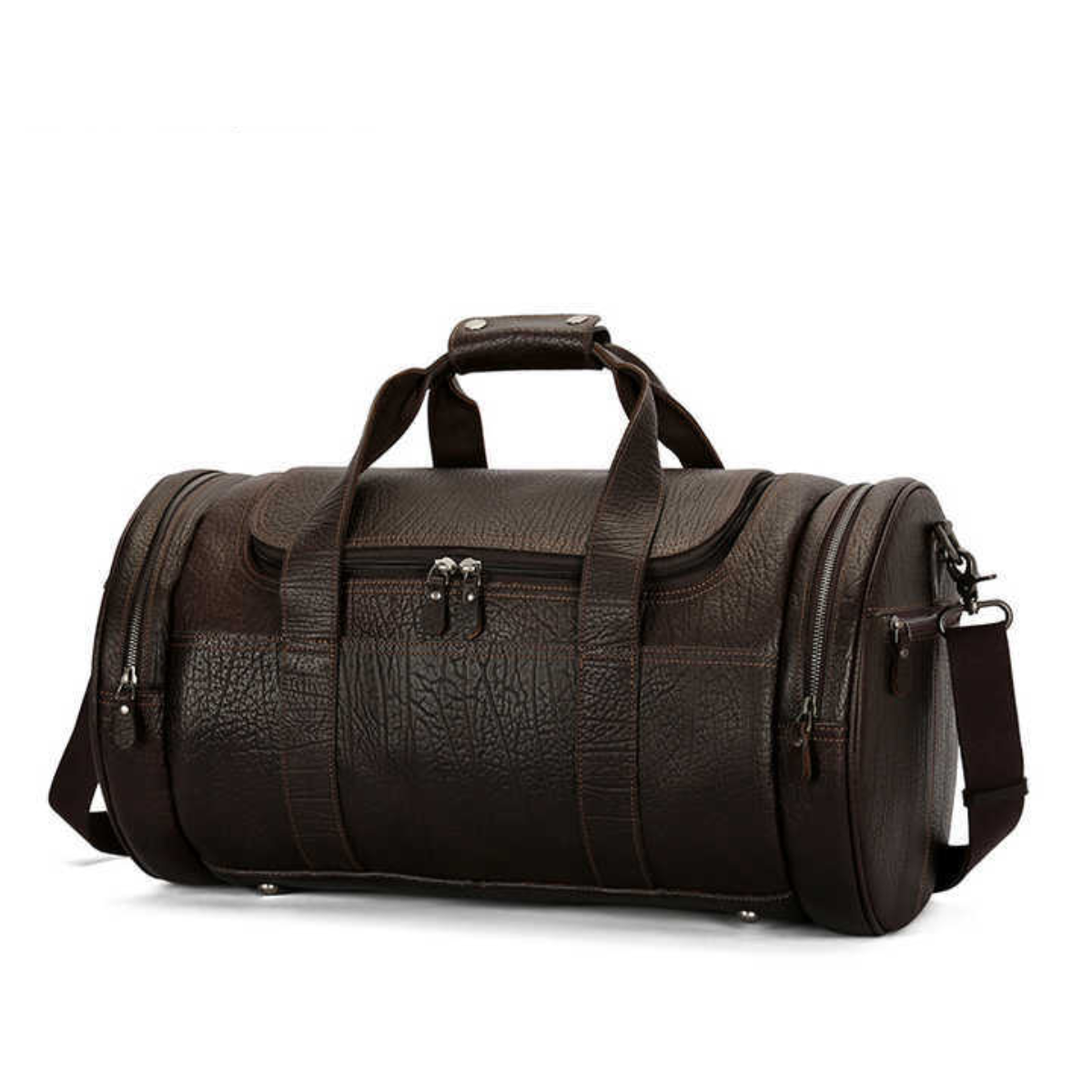 Handmade Business Zipper Genuine Leather Men's Outdoor Duffel Bag