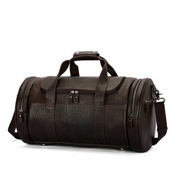 Handmade Business Zipper Genuine Leather Men's Outdoor Duffel Bag