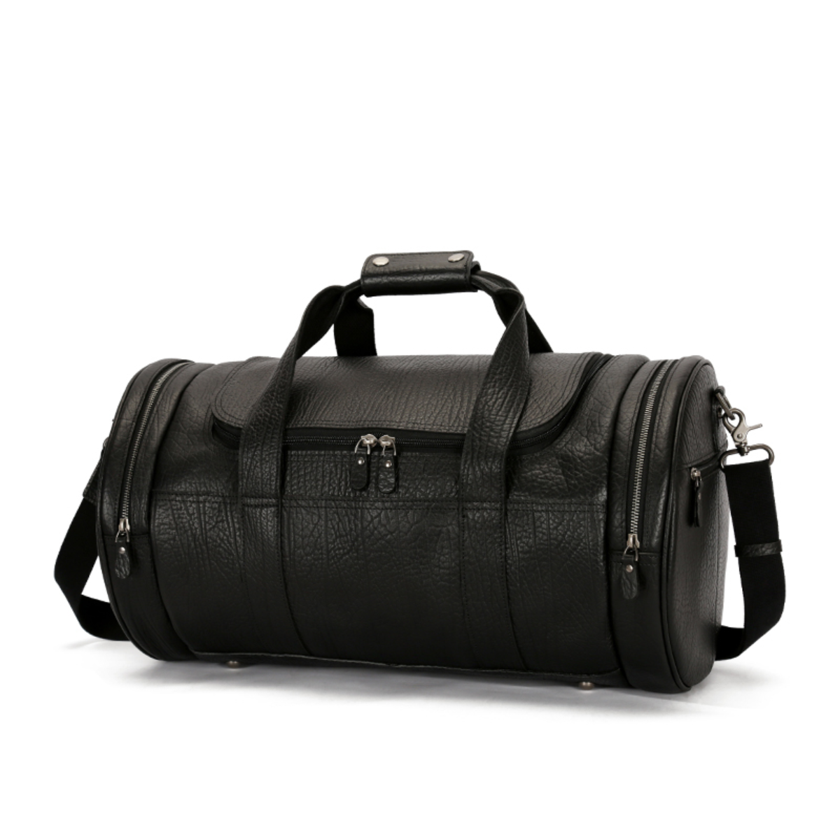 Handmade Business Zipper Genuine Leather Men's Outdoor Duffel Bag - Image 2