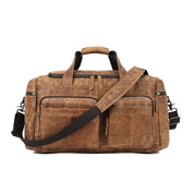 Unisex Zipper Full-Grain Leather Travel Spacious Duffel Bag - Image 2