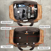 Unisex Zipper Full-Grain Leather Travel Spacious Duffel Bag - Image 5