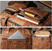 Unisex Zipper Full-Grain Leather Travel Spacious Duffel Bag - Image 4