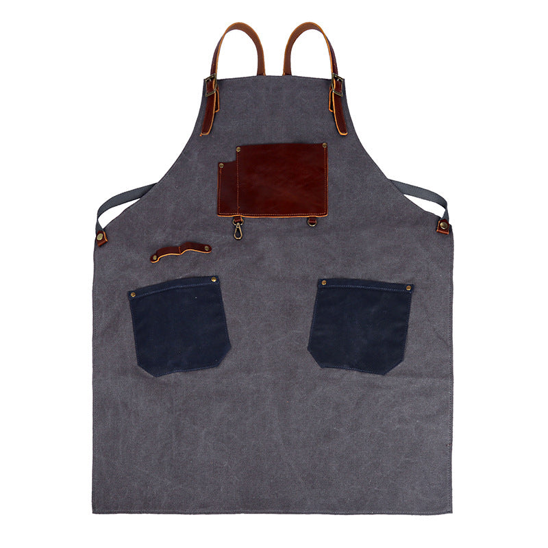 Handmade Waterproof Adjustable Deep-Pocket Canvas Unisex Cooking Apron