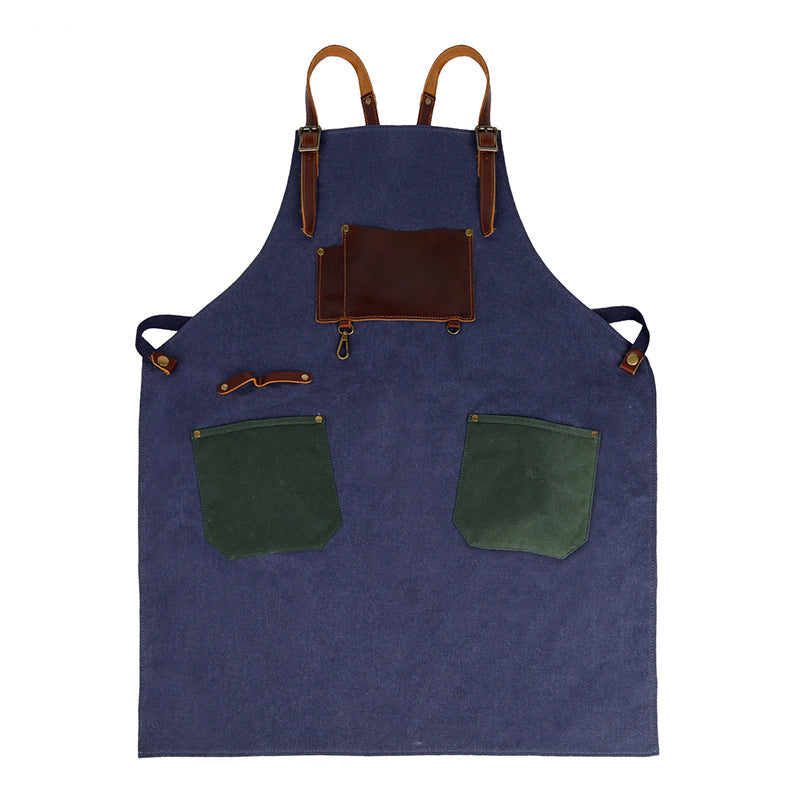 Handmade Waterproof Adjustable Deep-Pocket Canvas Unisex Cooking Apron