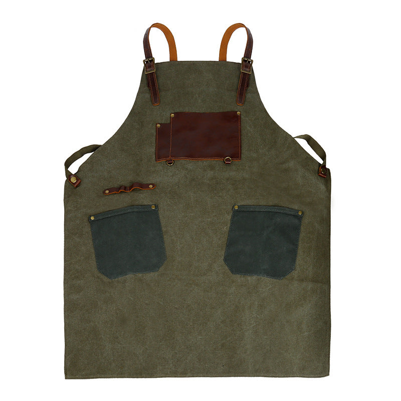 Handmade Waterproof Adjustable Deep-Pocket Canvas Unisex Cooking Apron