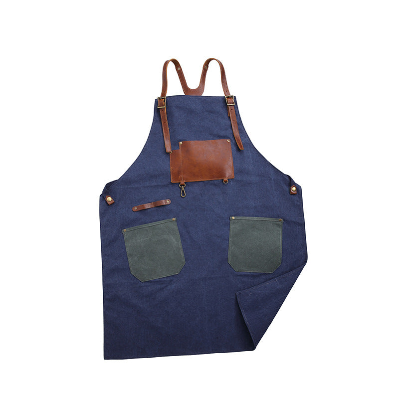 Handmade Waterproof Adjustable Deep-Pocket Canvas Unisex Cooking Apron