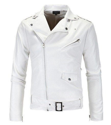 Handmade White Leather Biker Jackets, Real Leather Buckle Jackets For Mens