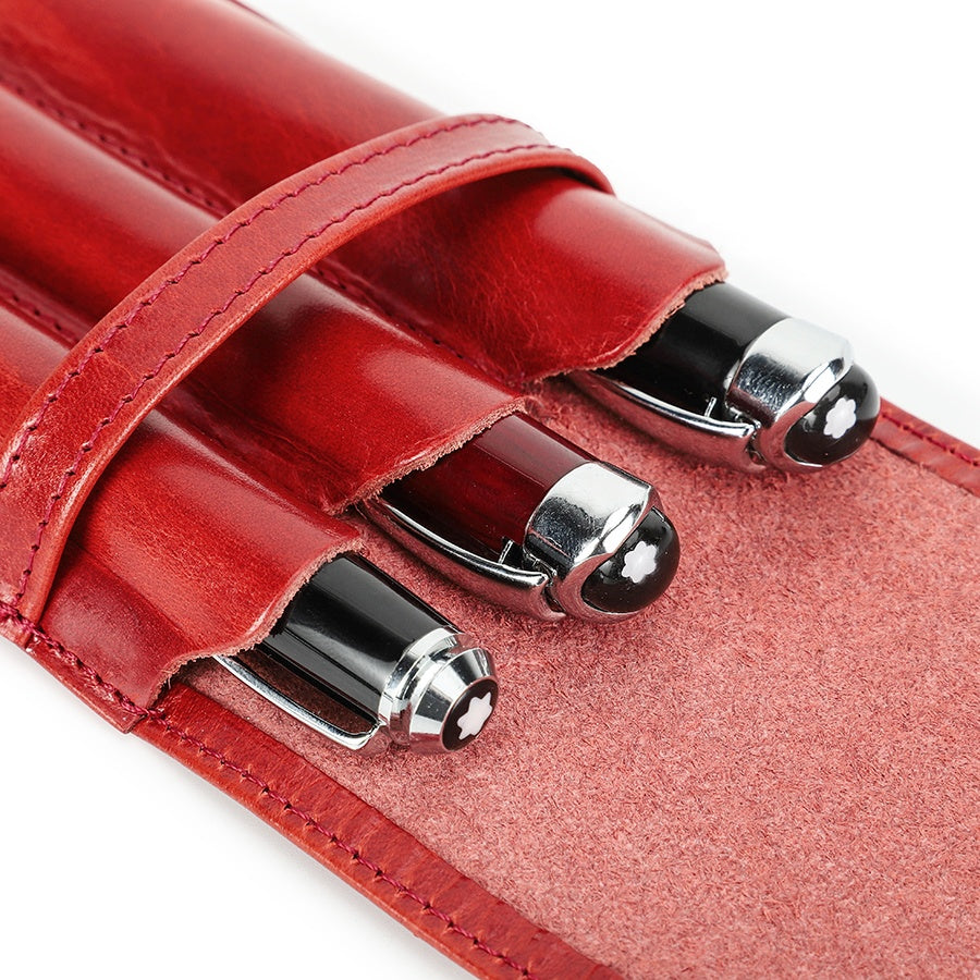 High-Quality Genuine Leather Pen Case with Flap Closure