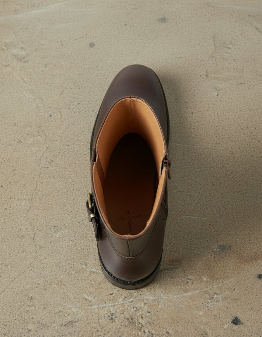 interior-view - Women's Handmade Brown Ankle-High Leather Artisan Moto Boots