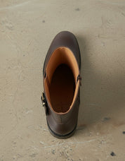 interior-view - Women's Handmade Brown Ankle-High Leather Artisan Moto Boots