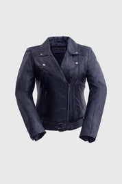 Violet Lambskin Leather Women's Jacket, Edgy Women's Motorcycle Jacket in Violet Lambskin Leather - Image 4