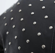 Gothic Women's Lambskin Leather Jacket, Asymmetrical Studded Black Motorcycle Jacket - Image 7