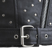 Gothic Women's Lambskin Leather Jacket, Asymmetrical Studded Black Motorcycle Jacket - Image 5