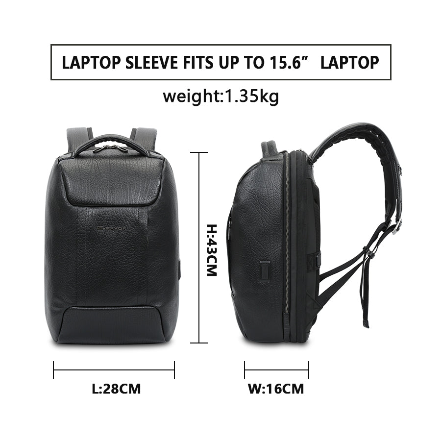 Large Capacity Anti-Theft Laptop Backpack- Genuine Leather with USB Port