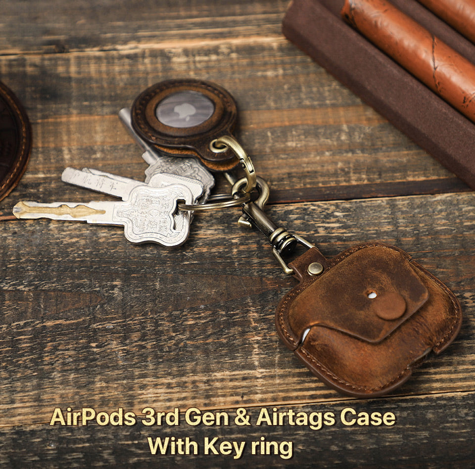 Leather 2 in 1 Portable Earphone Case and Keychain For Airpods 3rd Gen