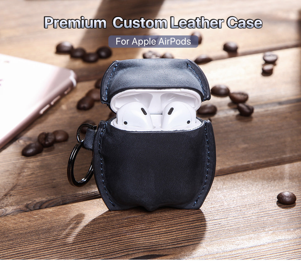 Leather Earphone Wireless Charging Protective Case With Anti-lost Key Ring