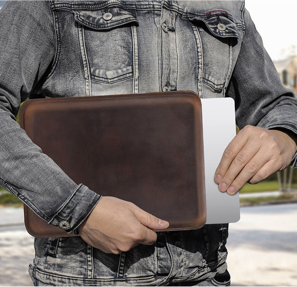 Luxury Leather Laptop Sleeve for MacBook Pro 14.2 Inch