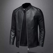Handmade Made to Order Men Black Slim Fit Leather Jacket, Black Biker Jacket for Men