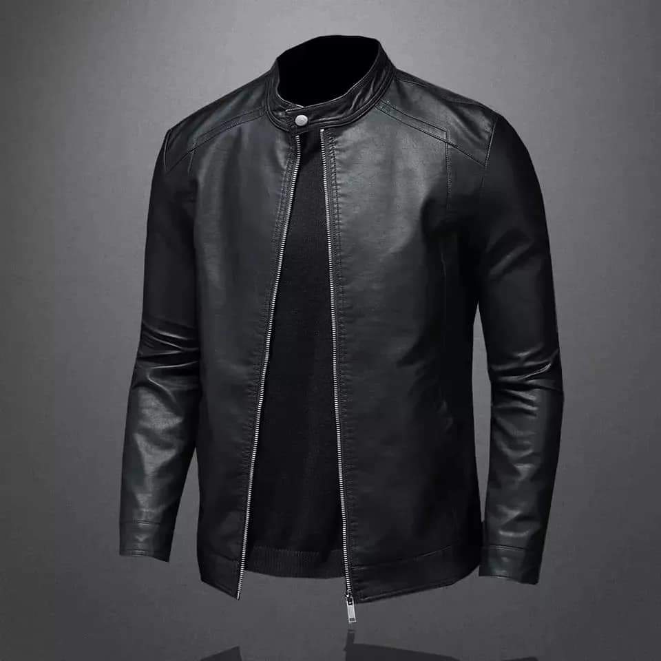 Handmade Made to Order Men Black Slim Fit Leather Jacket, Black Biker Jacket for Men